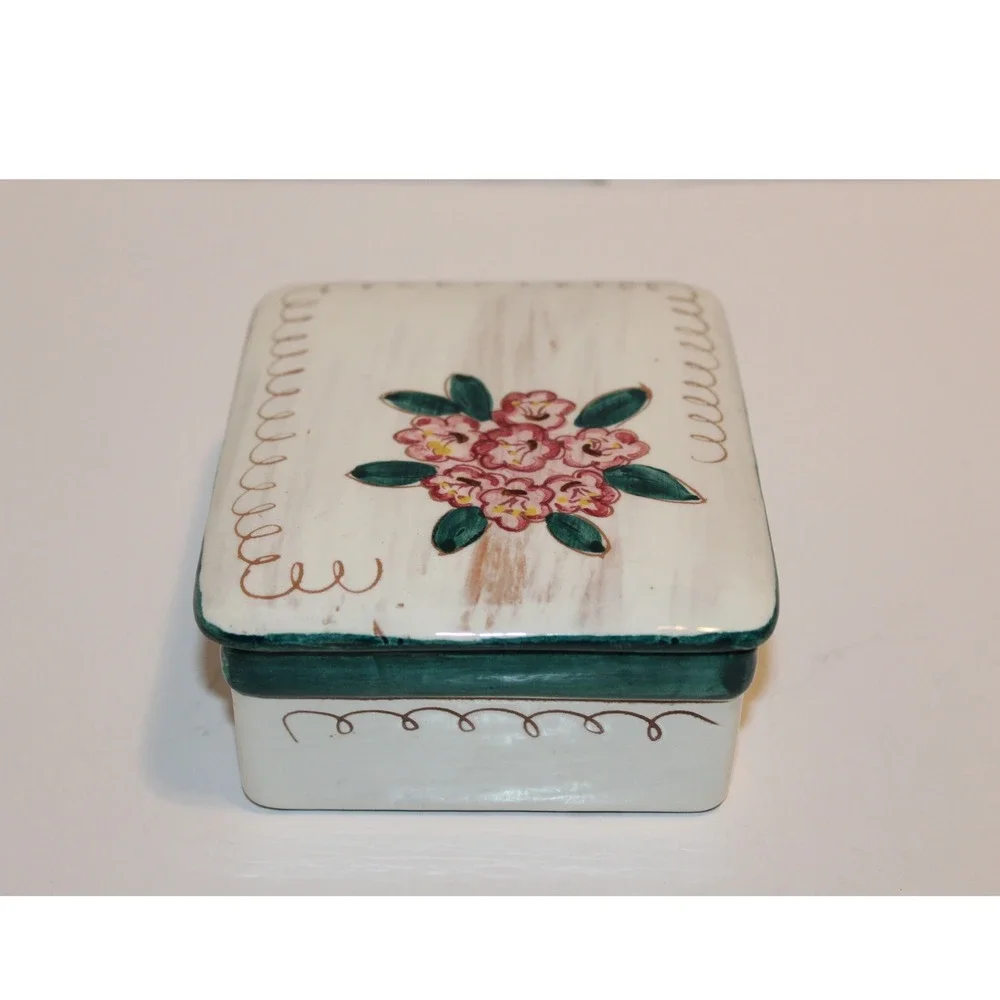 Vintage Stangl Terra Rose Mountain Laurel Trinket Decorative Box with Lid MCM
